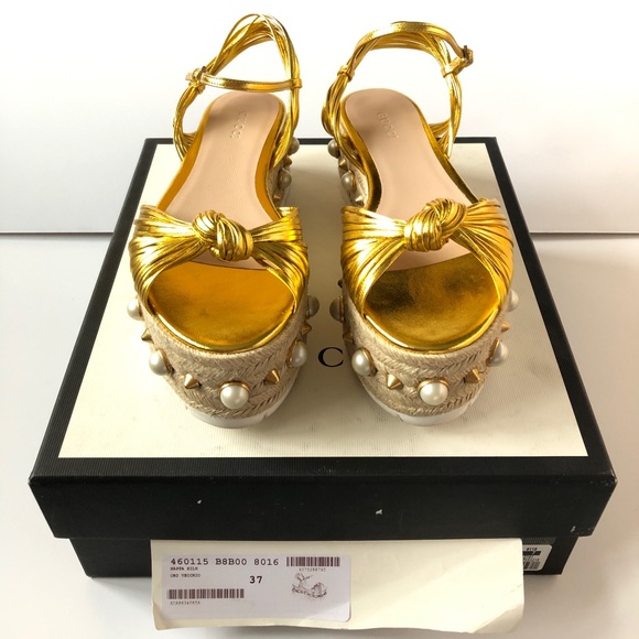 GUCCI GOLD LEATHER ESPADRILLES - BRAND NEW IN BOX! - Picture 5 of 8